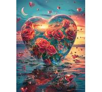 Qijinn 5D Roses Love Diamond Painting Kits for Adults Beginners,DIY Square Full Drill Diamond Art Crystal Rhinestone Cross Stitch Painting by Numbers Picture for Home Wall Decor 80x100cm
