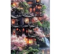 Qijinn 5D Town Loft Diamond Painting Kits for Adults Beginners,DIY Round Full Drill Diamond Art Crystal Rhinestone Cross Stitch Painting by Numbers Picture for Home Wall Decor 40x50cm