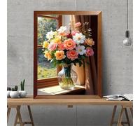 Qijinn 5D White Pink Flower Diamond Painting Kits for Adults Beginners,DIY Square Full Drill Diamond Art Crystal Rhinestone Cross Stitch Painting by Numbers Picture for Home Wall Decor 30x40cm