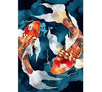 Qijinn Paint by Numbers Abstract Koi Carp,Paint by Numbers Kits for Adults Beginners,with Brushes DIY Acrylic Canvas Oil Painting Crafts for Home Wall Decor Gifts 18x24 inch,with Framed