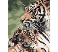 Qijinn Paint by Numbers Animal Tigers,Paint by Numbers Kits for Adults Beginners,with Brushes DIY Acrylic Canvas Oil Painting Crafts for Home Wall Decor Gifts 20x26 inch,with Framed