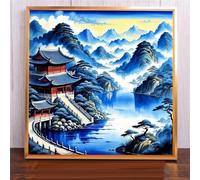 Qijinn Paint by Numbers for Adults,Chinese Style Palace Paint by Numbers Kits on Canvas,DIY Frame Hand Painted Oil Painting with Brushes and Acrylic Pigment Art Crafts for Home Wall Decor 40x40cm