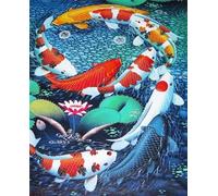 Qijinn Paint by Numbers for Adults,Koi Carp Animals DIY Hand Painted Canvas Oil Painting Kit for Beginners,with Brushes and Acrylic Pigment Paint by Numbers for Home Wall Decor 45x60cm,with Framed