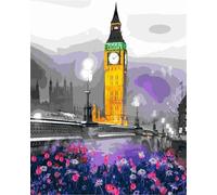 Qijinn Paint by Numbers for Adults,London's Big Ben DIY Hand Painted Canvas Oil Painting Kit for Beginners,with Brushes and Acrylic Pigment Paint by Numbers for Home Wall Decor 20x30cm,Without Frame