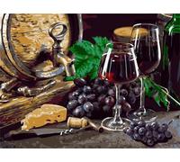Qijinn Paint by Numbers for Adults,Wine Still Life DIY Hand Painted Canvas Oil Painting Kit for Beginners,with Brushes and Acrylic Pigment Paint by Numbers for Home Wall Decor 55x70cm,Without Frame