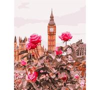 Qijinn Paint by Numbers Rose Big Ben,Paint by Numbers Kits for Adults Beginners,with Brushes DIY Acrylic Canvas Oil Painting Crafts for Home Wall Decor Gifts 12x16 inch,Frameless