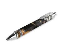 QIJIUU Black Lucky Cat Money Dollar Printed Retractable Ballpoint Pen Blue Ball Pens 0.5mm Point for Work And Office Writing 1 PCS
