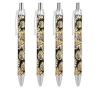 QIJIUU Coat Arms of The Princes of Wales Funny Ballpoint Pens Black Ink Retractable Pen for Smooth Writing 0.5mm Fine Office Accessories Gifts 4 PCS