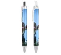 QIJIUU Cows Taste The Summer Personalized Ballpoint Pen Fancy Funny Ball Point Pens Black Gifts 2 PCS
