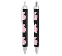 QIJIUU Cute Cartoon Pig Retractable Ballpoint Pen Black Ink Ball Point Pens Work Pen for Men Women 2 PCS