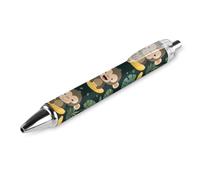 QIJIUU Cute Monkey And Banana Roller Pens Black Ballpoint Pens Retractable Journaling Pen Work Pens for Office Supplies 1 PCS