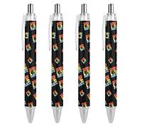 QIJIUU Cute Retro Sloth Retractable Ballpoint Pen Small Point Custom Pattern Nice Pens 0.55mm Black Ink 4PCS