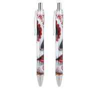 QIJIUU Day of The Dead Beauty Ballpoint Pens 0.5mm Fine Black Ink Retractable Writing Rollerball Pen for Home Office 2 PCS