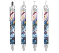 QIJIUU Dinosaur Jungle World Personalized Ballpoint Pen Fancy Funny Ball Point Pens Black Gifts 4 PCS