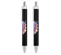 QIJIUU Dragon Head Watercolor Custom Ballpoint Pen Ball Point Pen for Men Women Retractable Pens 0.5mm Blue Funny Printed 4 PCS