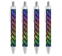 QIJIUU Dragon Scale Black Ink Ball Point Pen Smooth Writing Ballpoint Pen for Office School 4 PCS