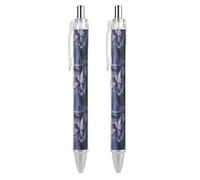 QIJIUU Fairy Beauty Moon Cherry Flowers Funny Ballpoint Pens Black Ink Retractable Pen for Smooth Writing 0.5mm Fine Office Accessories Gifts 2 PCS