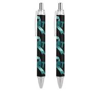 QIJIUU Fight Ovarian Cancer Ballpoint Pen Funny Patterned Retractable Black Round Barrel Fine Point Pens 0.5 Mm 2 PCS