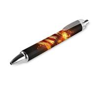 QIJIUU Fire And Flames of U.S. Burning Printed Retractable Ballpoint Pen Blue Ball Pens 0.5mm Point for Work And Office Writing 1 PCS
