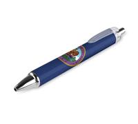 QIJIUU Flag of Chickasaw Nation Printed Retractable Ballpoint Pen Blue Ball Pens 0.5mm Point for Work And Office Writing 1 PCS