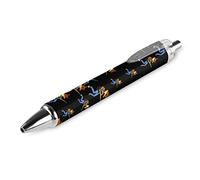 QIJIUU Foxy Fox Playing Guitar Retractable Ballpoint Pen Small Point Custom Pattern Nice Pens 0.55mm Black Ink 4PCS