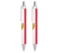 QIJIUU France French Flag Emblem Personalized Ballpoint Pen Fancy Funny Ball Point Pens Black Gifts 2 PCS