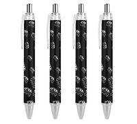 QIJIUU God is Greater Retractable Ballpoint Pen Small Point Custom Pattern Nice Pens 0.55mm Black Ink 4PCS
