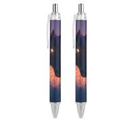 QIJIUU Hell Black Horse Flame Personalized Ballpoint Pen Fancy Funny Ball Point Pens Black Gifts 2 PCS