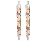 QIJIUU Horse in Wild Tropical Cactus Ballpoint Pens Black Ink Ball Point Pen Retractable Writing Pen for Men Women Office Supplies 2 PCS