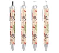 QIJIUU Horse in Wild Tropical Cactus Ballpoint Pens Black Ink Ball Point Pen Retractable Writing Pen for Men Women Office Supplies 4 PCS