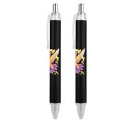 QIJIUU Hummingbird Ribbon Endometrial Cancer Awareness Roller Pens Black Ballpoint Pens Retractable Journaling Pen Work Pens for Office Supplies 2 PCS