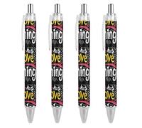 QIJIUU I Love Hate Running Ballpoint Pen Funny Patterned Retractable Black Round Barrel Fine Point Pens 0.5 Mm 1 PCS