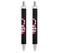 QIJIUU Kettlebell Barbell Usa Flag Ballpoint Pens Black Ink Ball Point Pen Retractable Writing Pen for Men Women Office Supplies 2 PCS