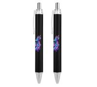 QIJIUU LGBT Dragon With Rainbow Flame Ballpoint Pens Black Ink Ball Point Pen Retractable Writing Pen for Men Women Office Supplies 2 PCS