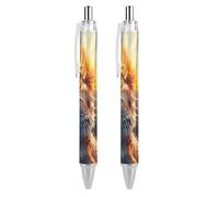 QIJIUU Lizards Bearded Dragon Retractable Ballpoint Pen Black Ink Ball Point 0.5mm Smooth Writing Note Taking Accessories For Office 2 PCS