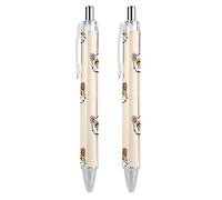 QIJIUU Lucky Cat Pattern Black Ink Ball Point Pen Smooth Writing Ballpoint Pen for Office School 2 PCS
