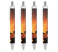 QIJIUU Magma Volcanoes Eruption Ballpoint Pens 0.5mm Fine Point Roller Retractable Black Ink Pens for Writing 4 PCS