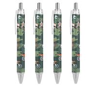 QIJIUU Motocross Dirt Bike Racing Camouflage Camouflage Ballpoint Pens Black Ink Ball Point Pen Retractable Writing Pen for Men Women Office Supplies 4 PCS