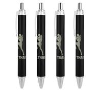QIJIUU Muay Thai Retractable Ballpoint Pen Black Ink Ball Point Pens Work Pens for Men Women 4 PCS