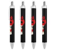 QIJIUU Panama Flag Nation Spirit Retractable Ballpoint Pen Bold Point Pens Premium Quality Writing Instrument 0.55mm Black Ink 4PCS