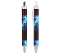 QIJIUU Red And Blue Thunder Ballpoint Pen Funny Patterned Retractable Black Round Barrel Fine Point Pens 0.5 Mm 2 PCS