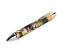 QIJIUU Roaring Tiger Sun Tree Printed Retractable Ballpoint Pen Blue Ball Pens 0.5mm Point for Work And Office Writing 1 PCS