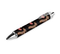 QIJIUU Sausage Dogs Heart Retractable Ball Point Pen Blue Ink Ballpoint Pen Work Pens for Men Women 1 PCS