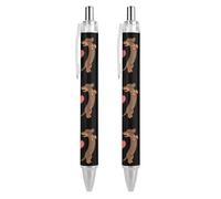 QIJIUU Sausage Dogs Heart Retractable Ballpoint Pen Black Ink Ball Point Pens Work Pens for Men Women 2 PCS