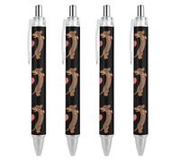 QIJIUU Sausage Dogs Heart Retractable Ballpoint Pen Black Ink Ball Point Pens Work Pens for Men Women 4 PCS