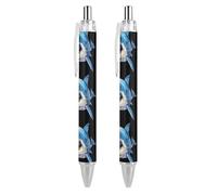 QIJIUU Shark Eating Pizza Ballpoint Pen Funny Patterned Retractable Black Round Barrel Fine Point Pens 0.5 Mm 2 PCS