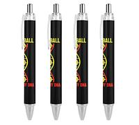 QIJIUU Softball is in MyBlue Ballpoint Pens Fine Point Retractable Ballpoint Pen Flexible Round Barrel Work Pen 0.55mm Black Ink 4PCS