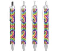QIJIUU Tie Dye Colorful Abstract Retractable Ballpoint Pen Bold Point Pens Premium Quality Writing Instrument 0.55mm Black Ink 4PCS