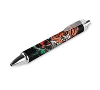 QIJIUU Tiger Black History African U.S. Flag Printed Retractable Ballpoint Pen Blue Ball Pens 0.5mm Point for Work And Office Writing 1 PCS