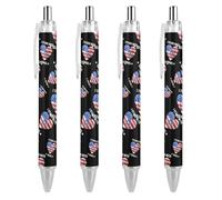 QIJIUU U.S.A Stand With Israel Israeli Personalized Ballpoint Pen Fancy Funny Ball Point Pens Black Gifts 4 PCS